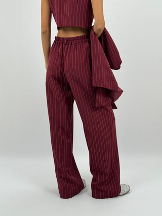 Set Giacca, Gilet e Pantalone Gessato Sinner Intense Bordeaux