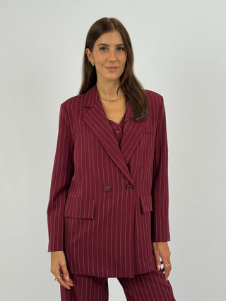 Set Giacca, Gilet e Pantalone Gessato Sinner Intense Bordeaux