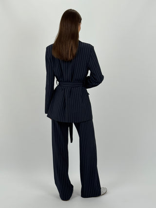 Tailleur Gessato con Cintura Brave Intense Blu