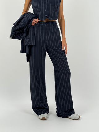 Tailleur Gessato con Cintura Brave Intense Blu
