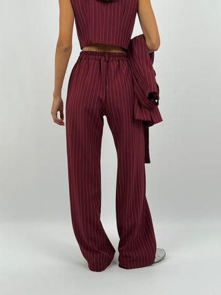 Tailleur Gessato con Cintura Brave Intense Bordeaux