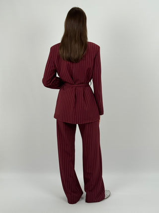 Tailleur Gessato con Cintura Brave Intense Bordeaux