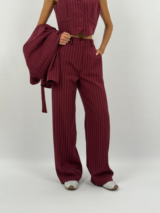 Tailleur Gessato con Cintura Brave Intense Bordeaux