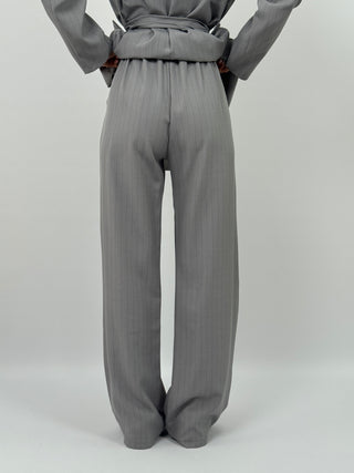 Tailleur Gessato con Cintura Brave Grigio