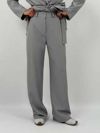 Tailleur Gessato con Cintura Brave Grigio