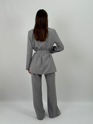 Tailleur Gessato con Cintura Brave Grigio