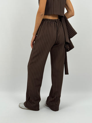 Tailleur Gessato con Cintura Brave Intense Marrone