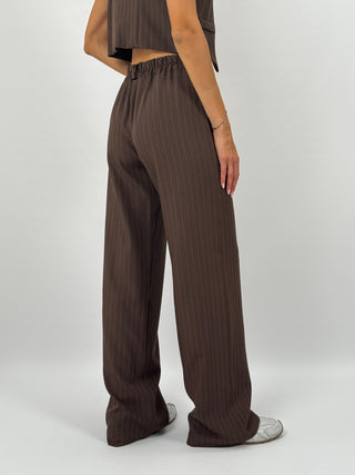 Tailleur Gessato con Cintura Brave Marrone
