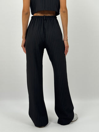 Tailleur Gessato con Cintura Brave Nero