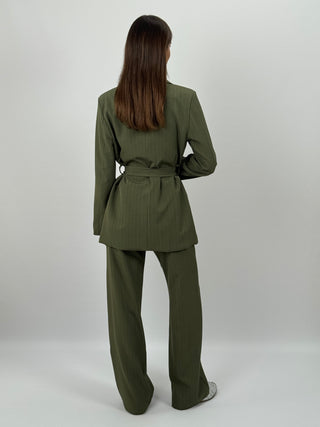 Tailleur Gessato con Cintura Brave Verde