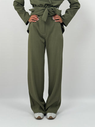 Tailleur Gessato con Cintura Brave Verde