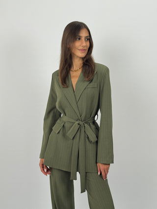 Tailleur Gessato con Cintura Brave Verde