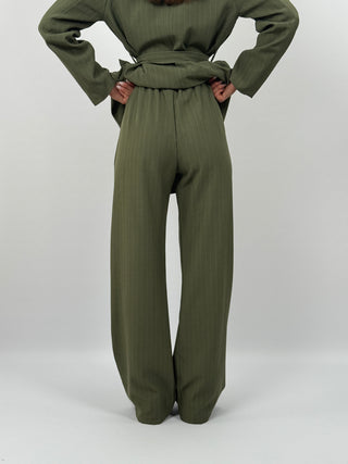 Tailleur Gessato con Cintura Brave Verde
