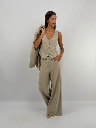 Tailleur Tre Pezzi in Velluto Beige