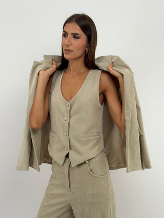 Tailleur Tre Pezzi in Velluto Beige