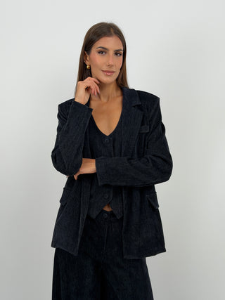 Tailleur Tre Pezzi in Velluto Blu