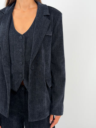 Tailleur Tre Pezzi in Velluto Blu
