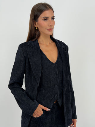 Tailleur Tre Pezzi in Velluto Blu