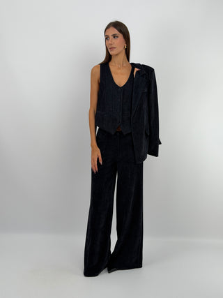 Tailleur Tre Pezzi in Velluto Blu