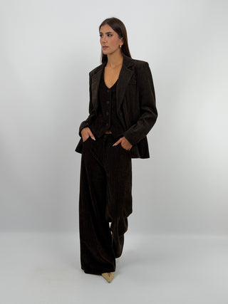 Tailleur Tre Pezzi in Velluto Marrone