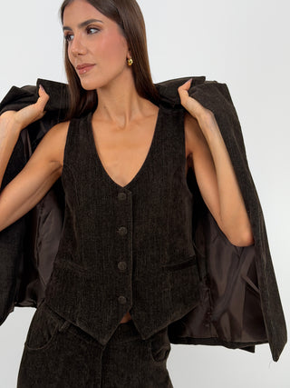 Tailleur Tre Pezzi in Velluto Marrone
