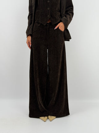 Tailleur Tre Pezzi in Velluto Marrone