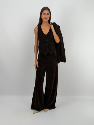 Tailleur Tre Pezzi in Velluto Marrone