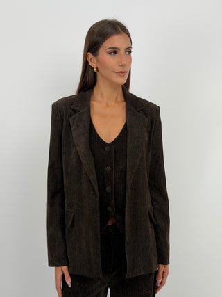 Tailleur Tre Pezzi in Velluto Marrone
