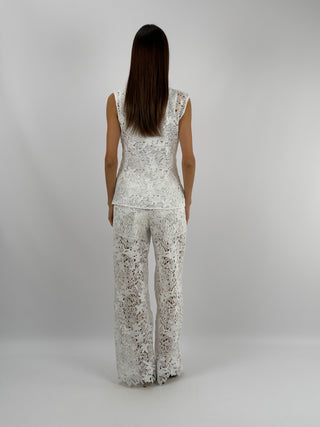 Set Gilet e Pantalone con Pizzo Bianco Lumina