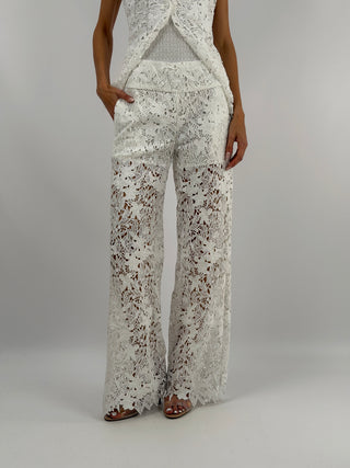 Set Gilet e Pantalone con Pizzo Bianco Lumina
