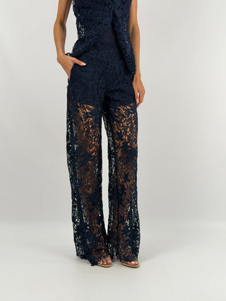 Set Gilet e Pantalone con Pizzo Blu Lumina