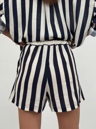 Completo Camicia e Shorts a Righe Blu