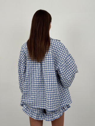 Set Camicia e Shorts Vichy Azzurro