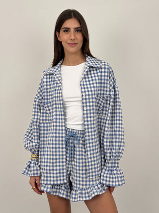 Set Camicia e Shorts Vichy Azzurro