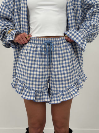 Set Camicia e Shorts Vichy Azzurro