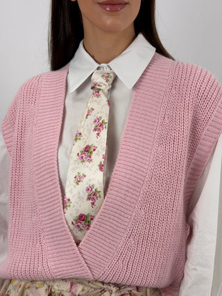 Cravatta Lumina con Fiori Rosa