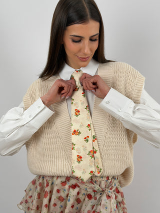 Cravatta Lumina con Fiori Rossi