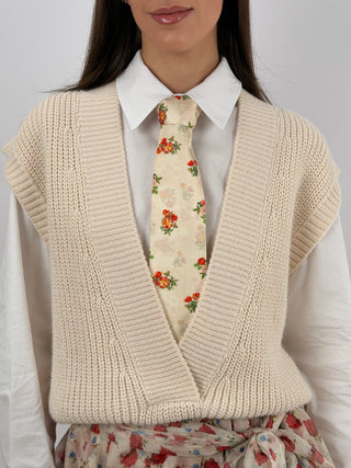 Cravatta Lumina con Fiori Rossi