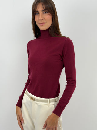Pull Col Roulé Essential Bordeaux