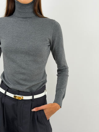 Pull Col Roulé Essential Gris Foncé