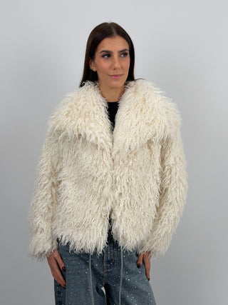 Pelliccia in Eco Mongolia Bianca