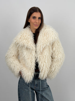 Pelliccia in Eco Mongolia Bianca