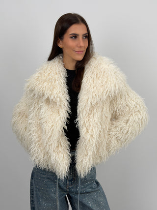 Pelliccia in Eco Mongolia Bianca