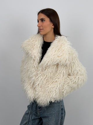 Pelliccia in Eco Mongolia Bianca