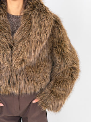 Pelliccia con Collo Alto Berna Marrone