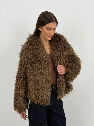 Pelliccia in Eco Mongolia Marrone