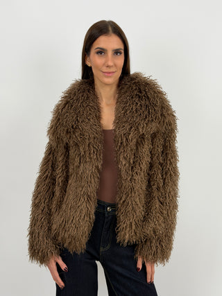 Pelliccia in Eco Mongolia Marrone