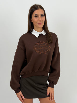 Felpa Lumina Sporty Soho Club Marrone