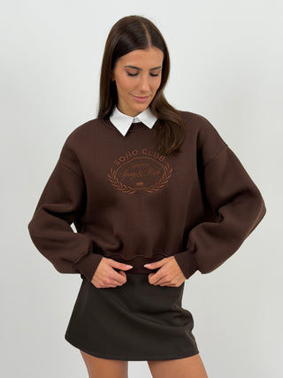 Felpa Lumina Sporty Soho Club Marrone