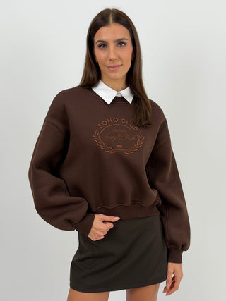 Felpa Lumina Sporty Soho Club Marrone